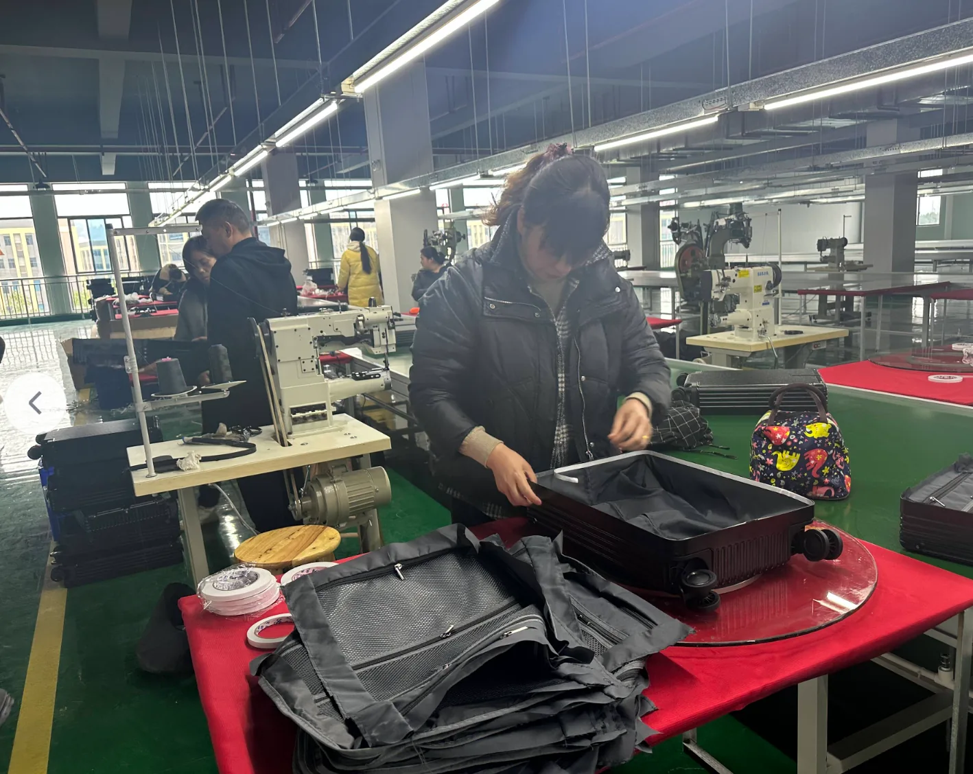 Custom bag quality check table for production approval review