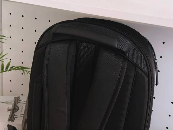 Backpack shoulder straps and back panel construction detail
