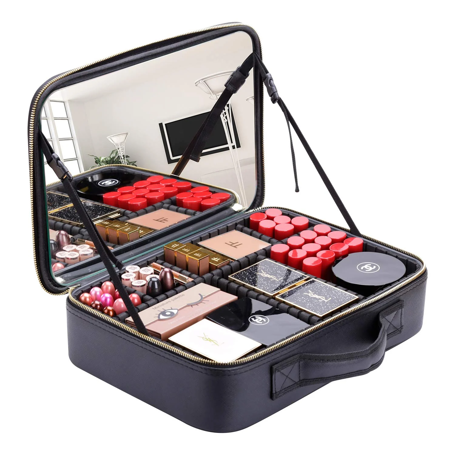 Custom PU Travel Makeup Case with Dividers