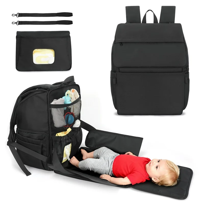 Custom Foldable Diaper Backpack with Changing Layout