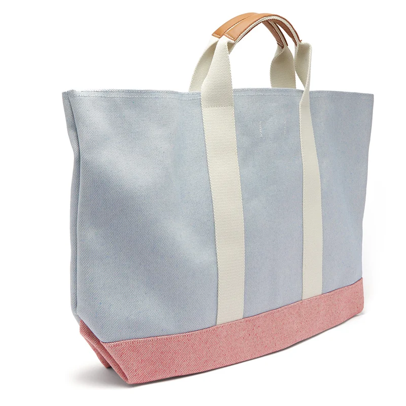 Custom waxed canvas beach tote bag reference with zipper closure