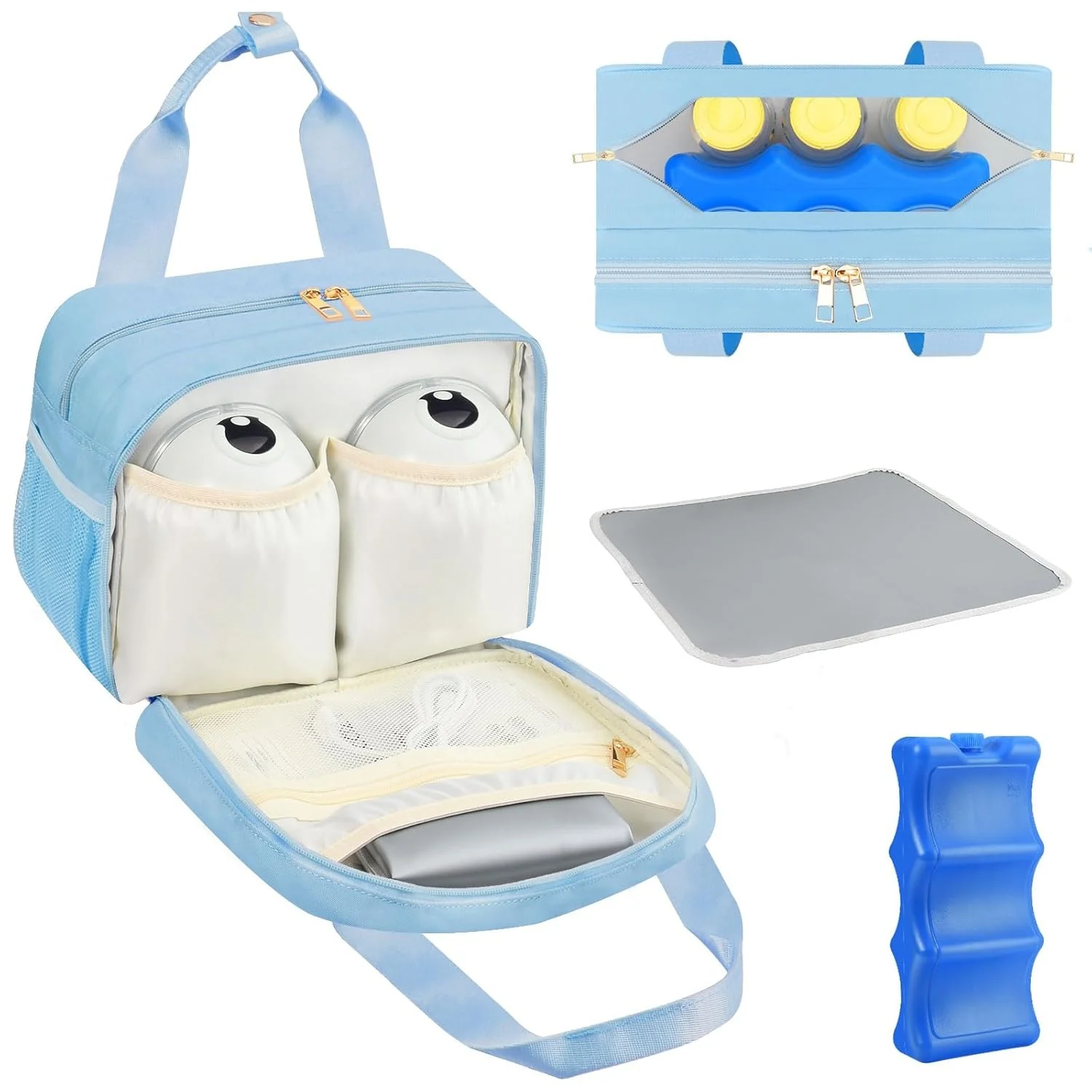 Sac isotherme pour lait maternel et tire-lait zippé
