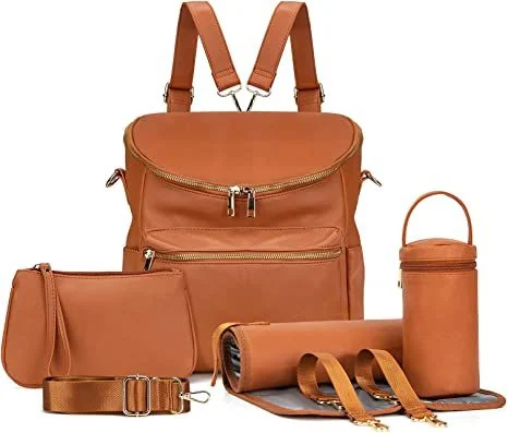 Sac à langer aspect cuir zippé