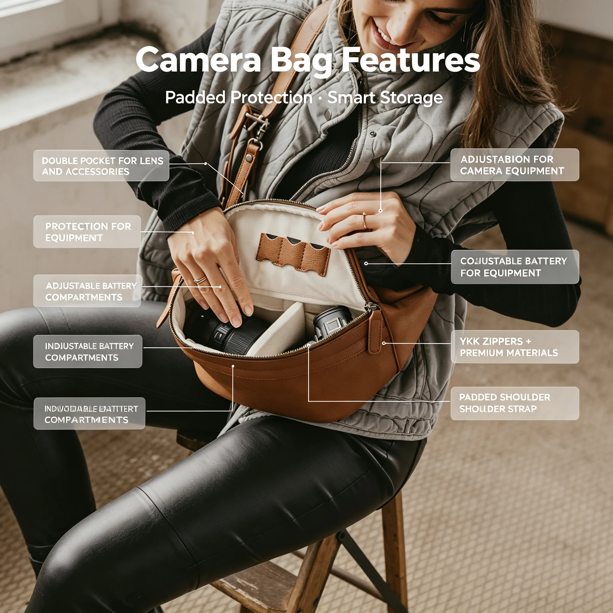 Custom PU Leather Camera Bag