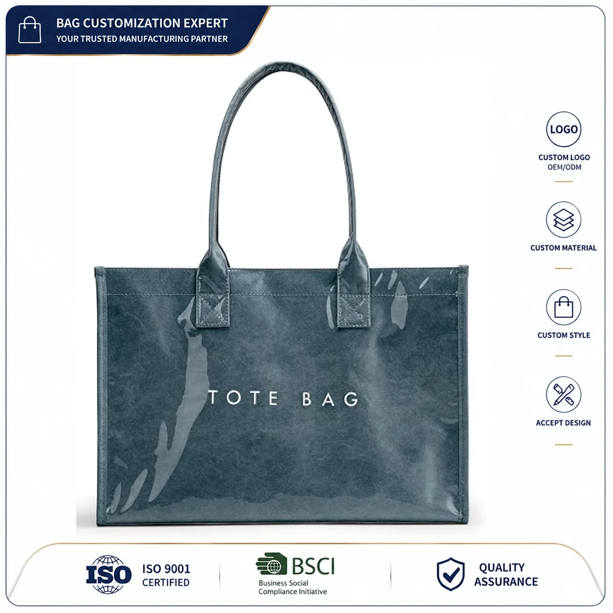 Custom PVC Tote Bag clean product or use-scene view