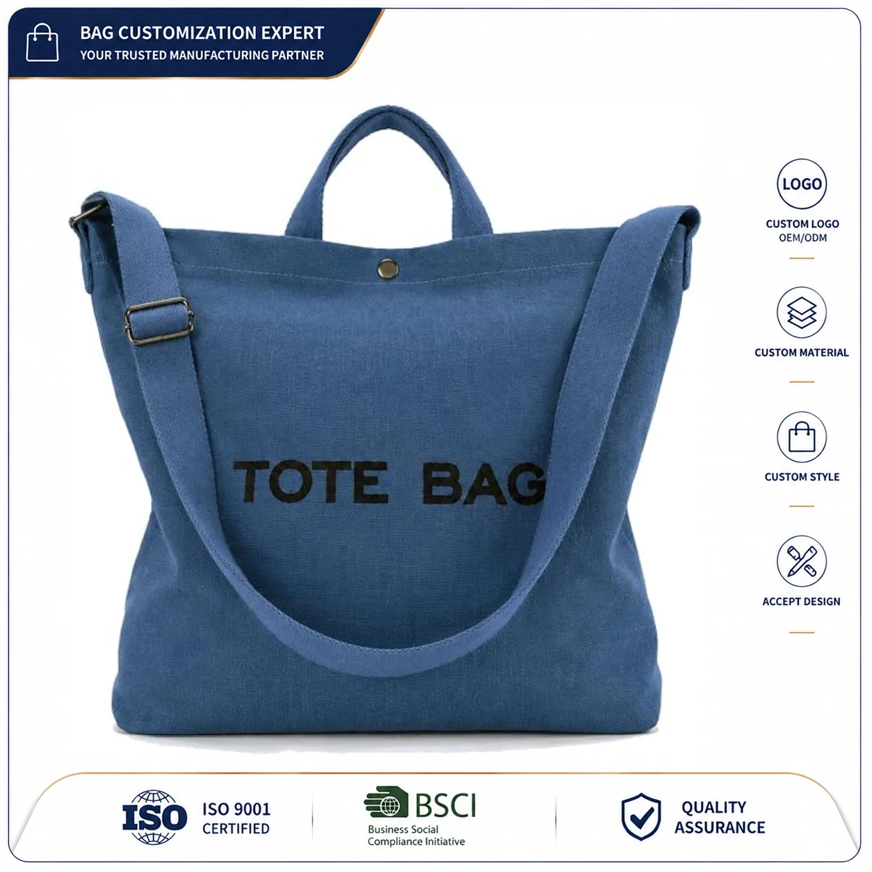 Custom Canvas Tote Bag clean product or use-scene view
