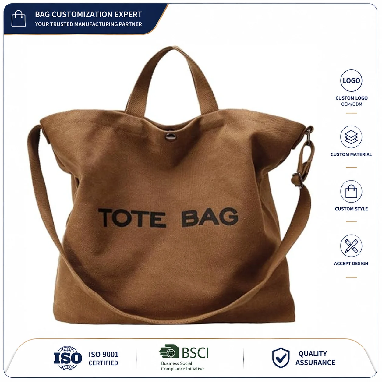 Custom Canvas Tote Bag clean product or use-scene view