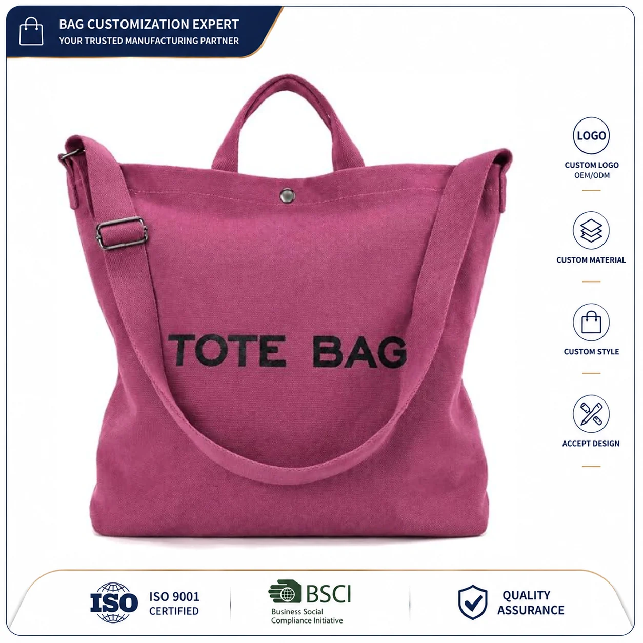 Custom Canvas Tote Bag clean product or use-scene view