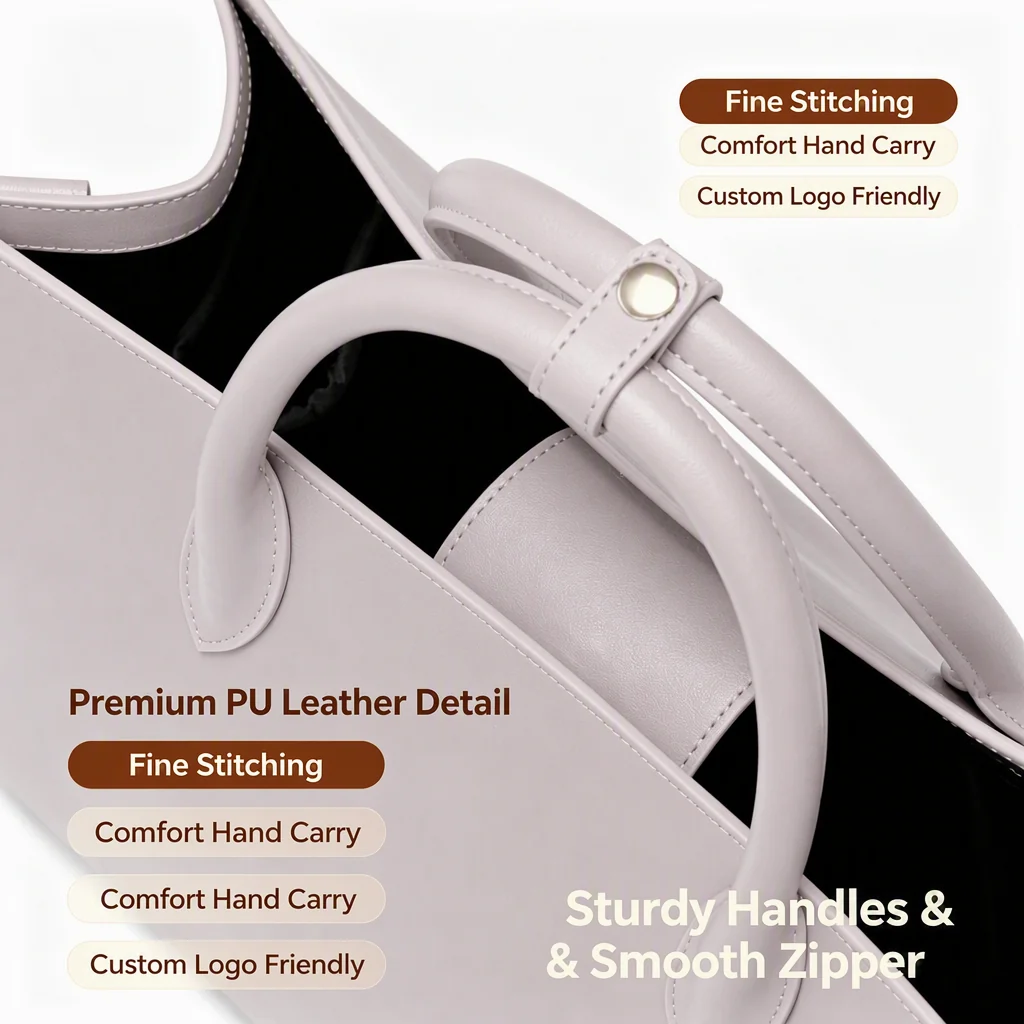 Custom PU Leather Tote Bag clean product or use-scene view