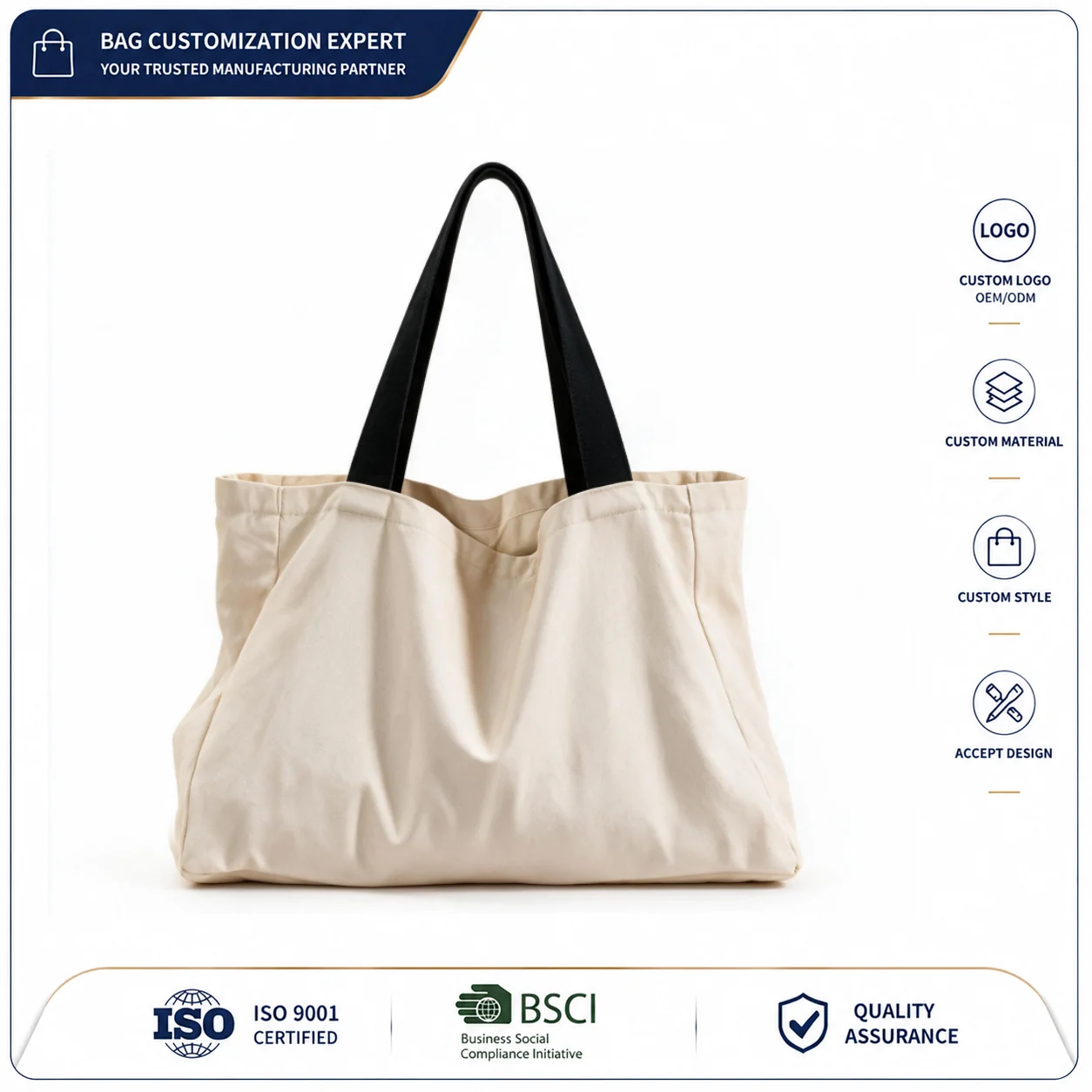 Custom Cotton Tote Bag clean product or use-scene view