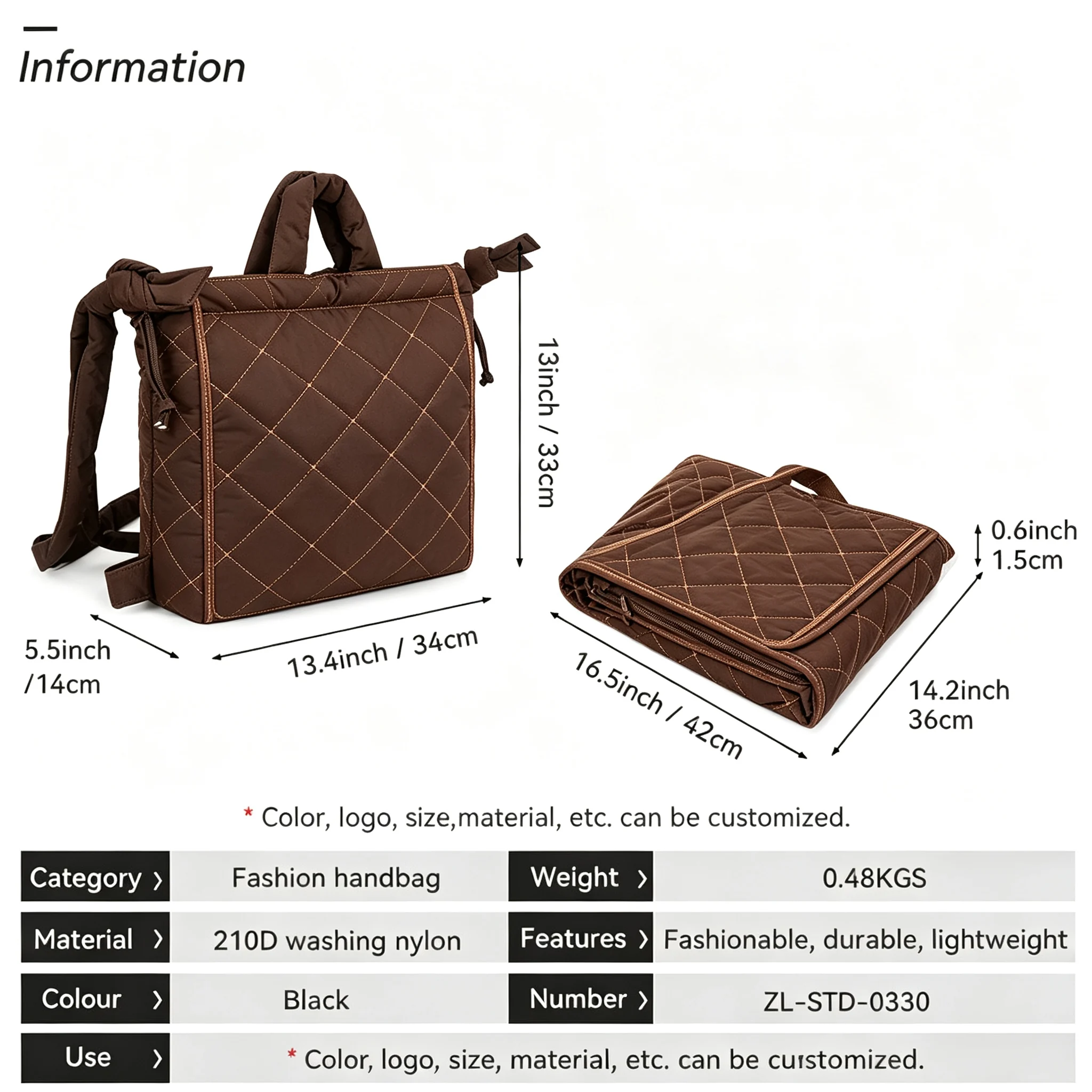 Custom Quilted Tote Bag clean product or use-scene view