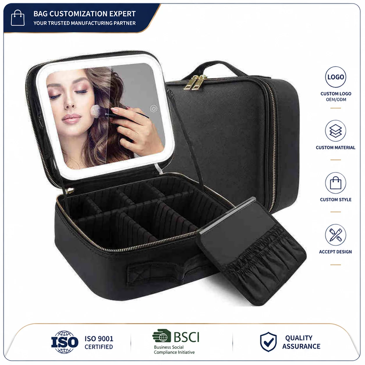 Custom Cosmetic Storage Box With Lighted Mirror