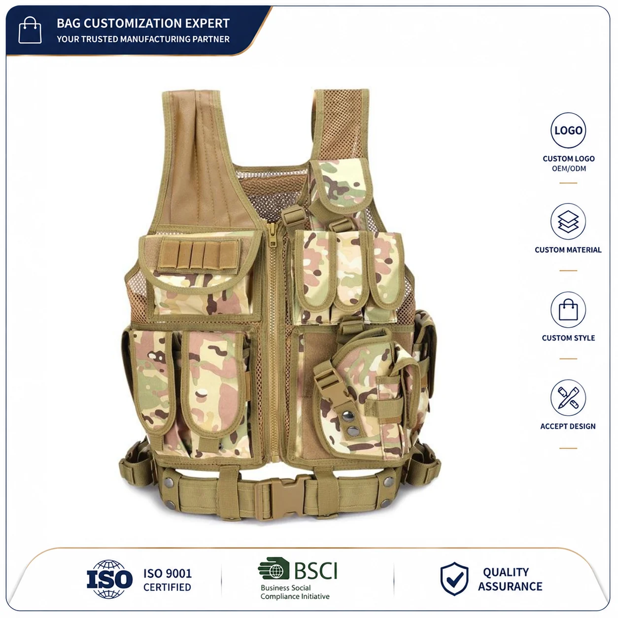 Custom Tactical Chest Bag Vest clean product or use-scene view