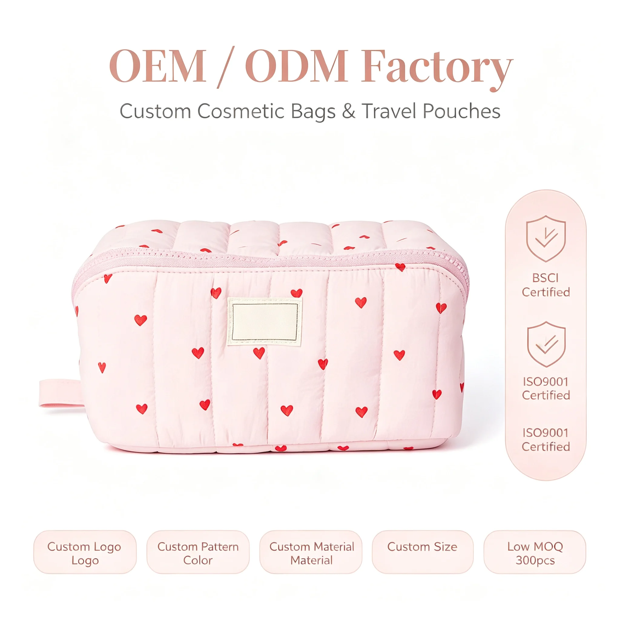 Custom Quilted Cosmetic Makeup Bag