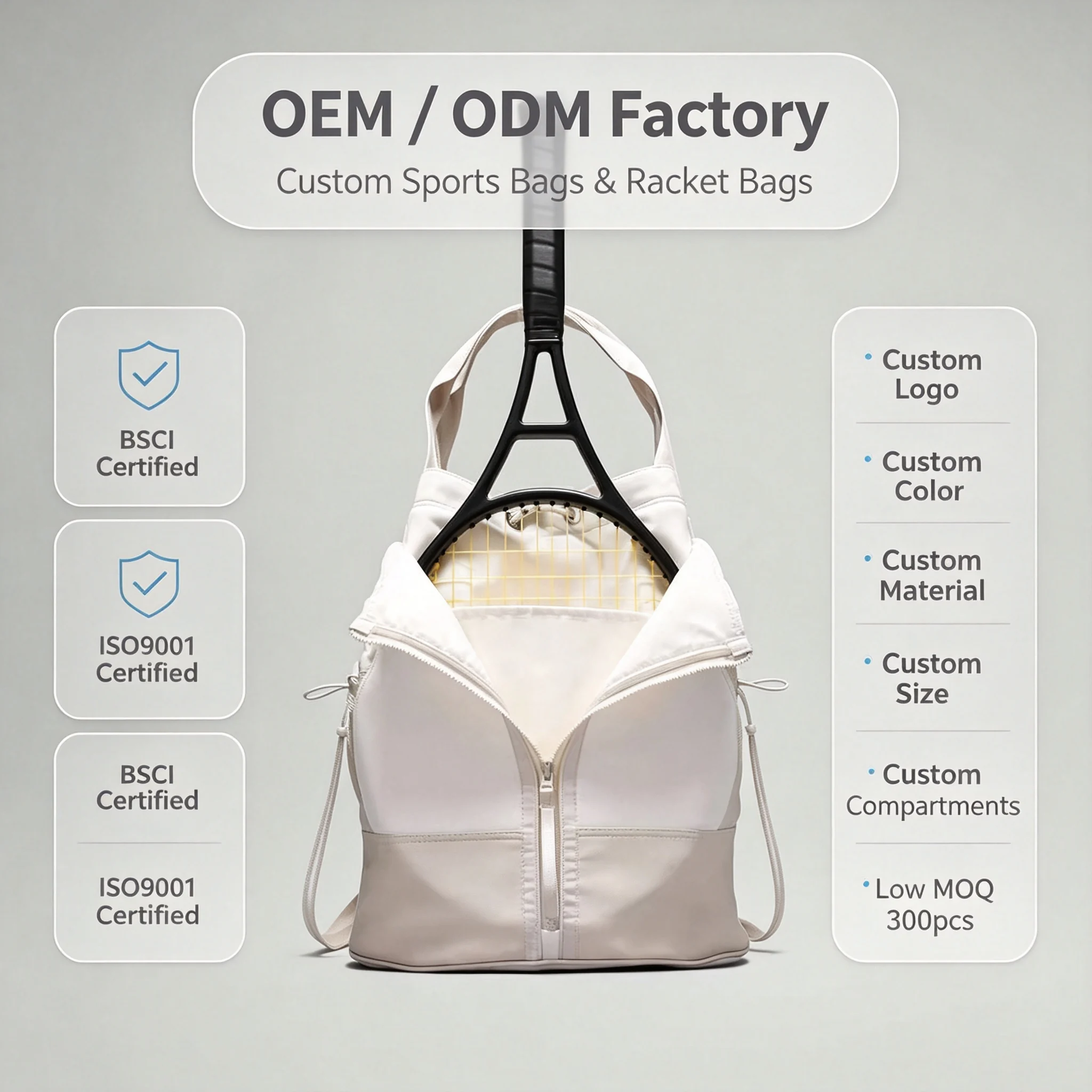Custom Drawstring Tennis Racket Backpack clean product or use-scene view