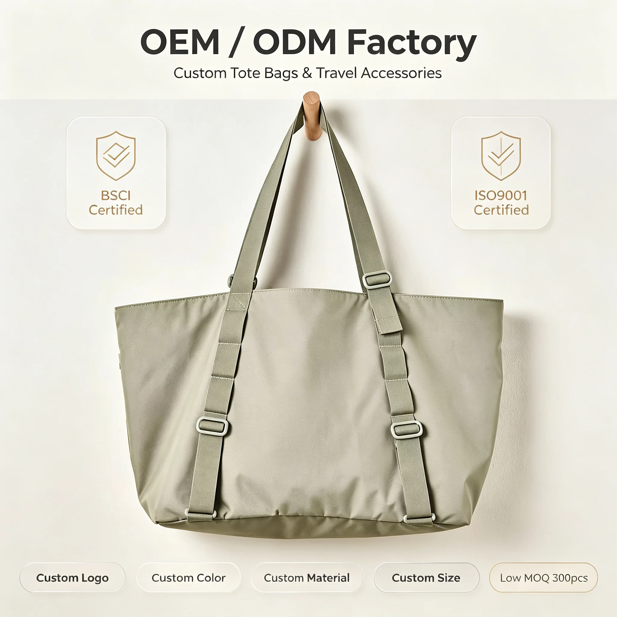 Custom Reusable Polyester Tote Bag clean product or use-scene view