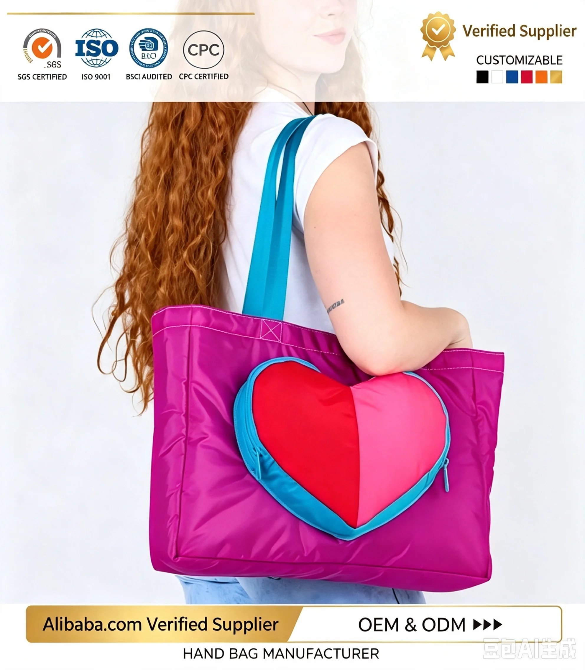 Custom Quilted Canvas Tote Handbag