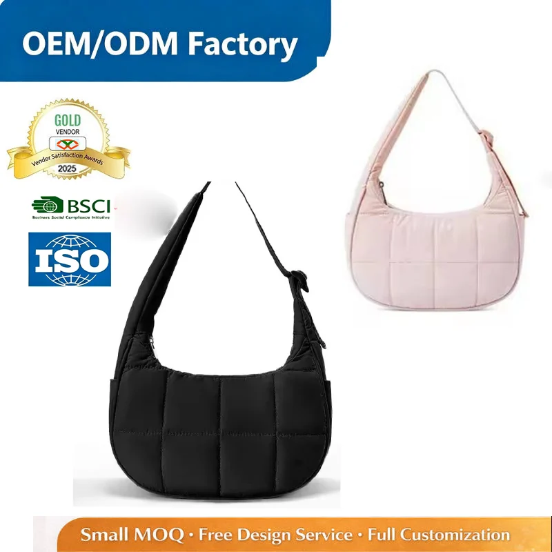 Custom Quilted Puffer Crossbody Bag clean product or use-scene view