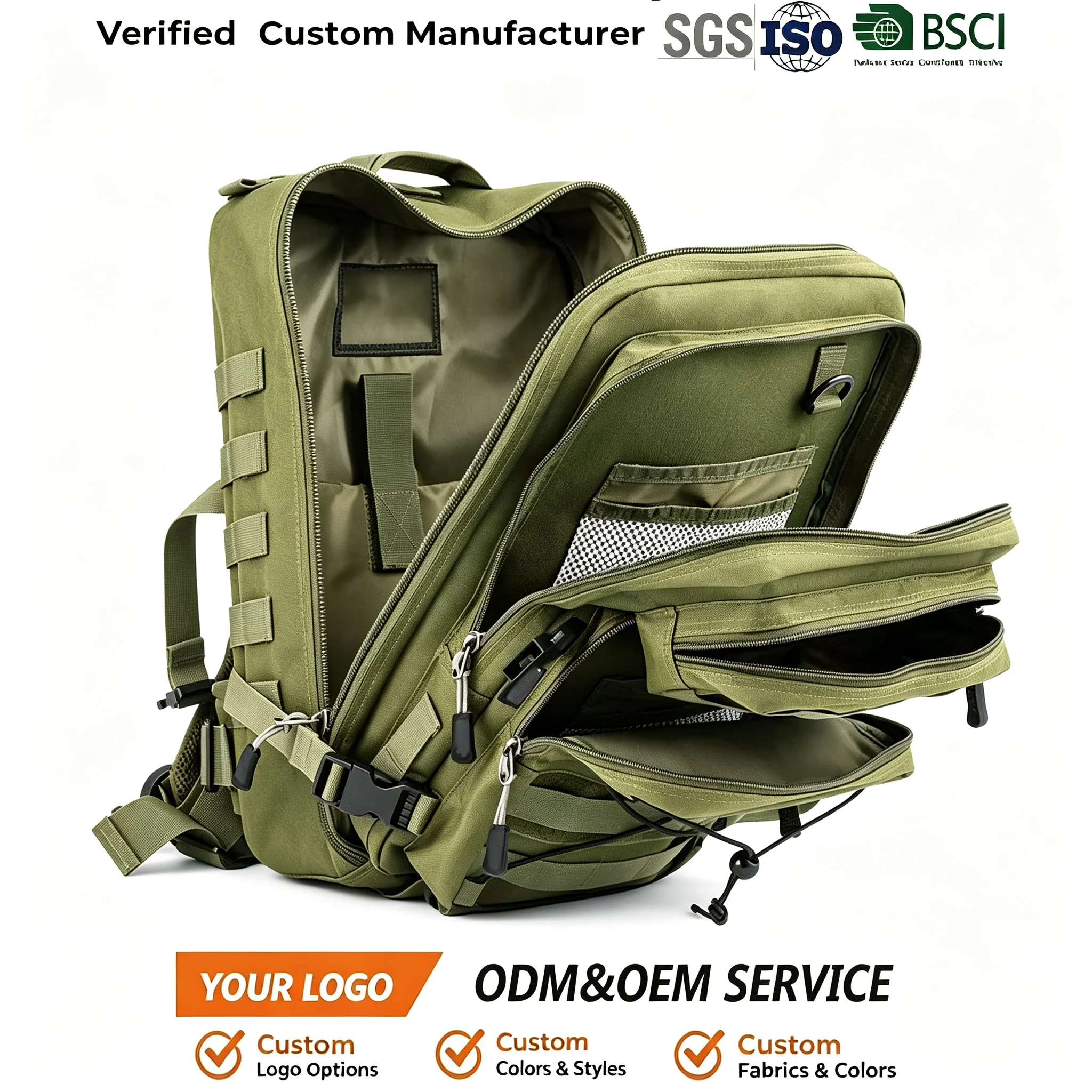 Custom Tactical Outdoor Backpack clean product or use-scene view