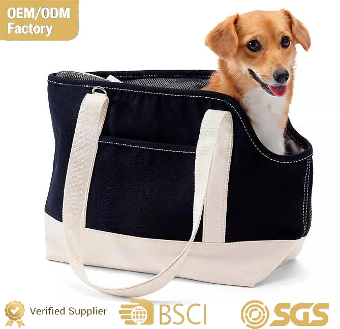 Custom canvas pu pet carrier tote for private label bag manufacturing