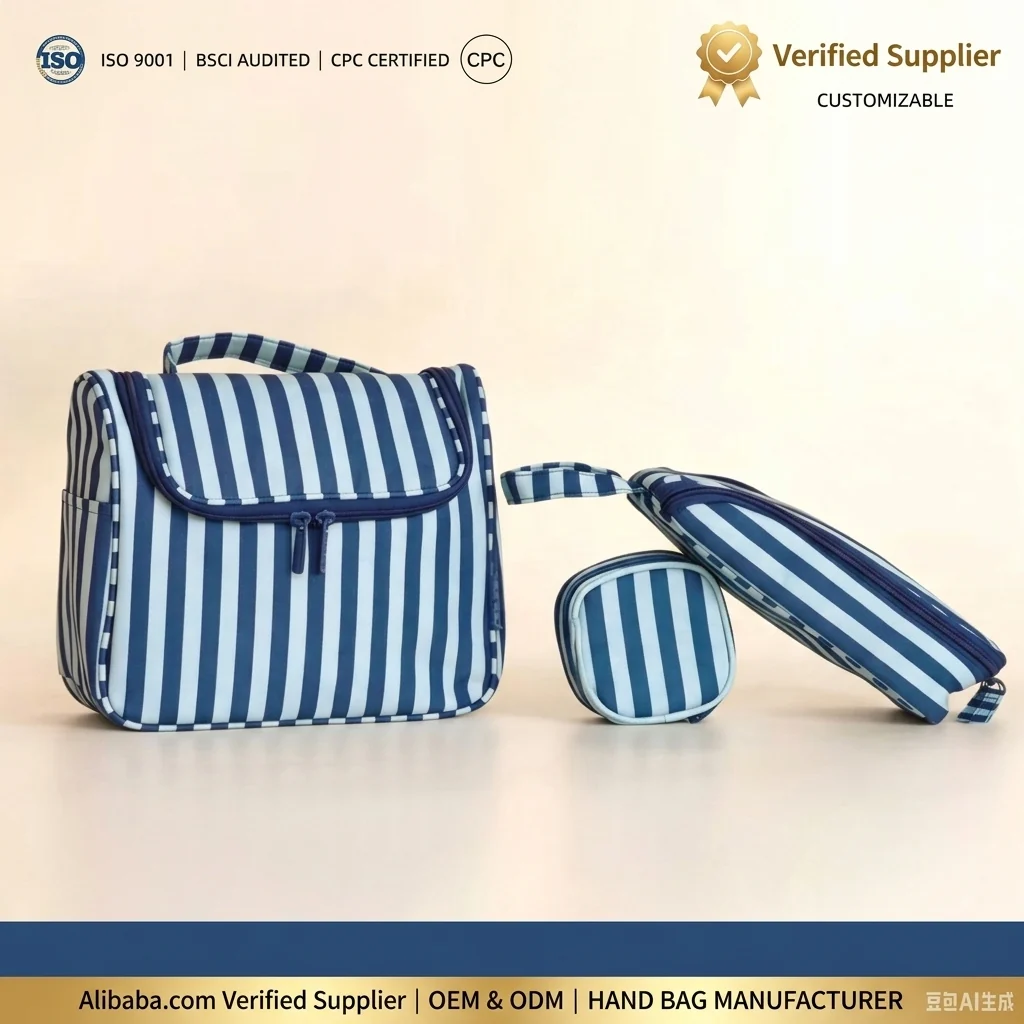 Custom hanging toiletry organizer bag for private label bag manufacturing
