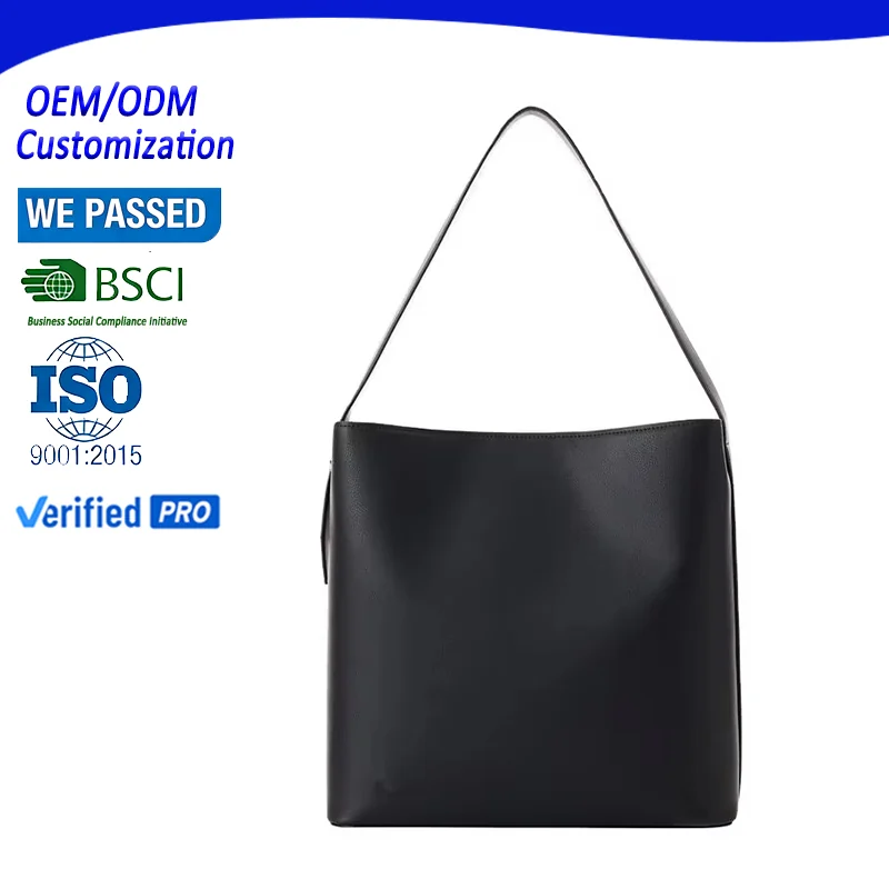 Custom pu leather shoulder tote bag for private label bag manufacturing