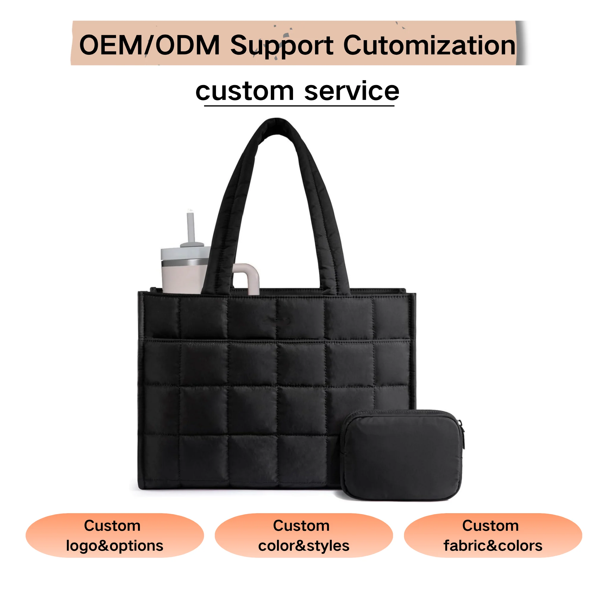 Custom puffer laptop tote bag for private label bag manufacturing