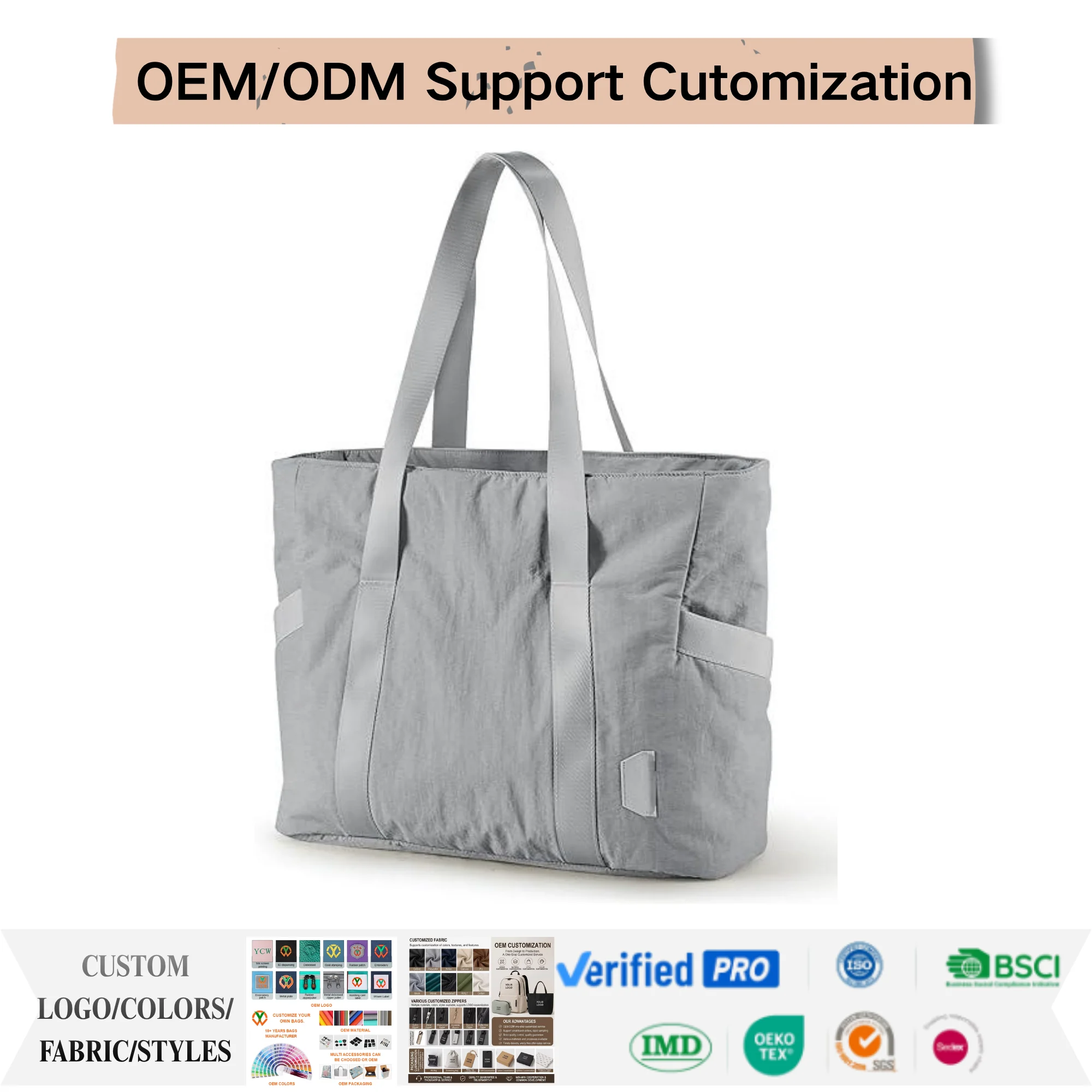 Custom compartment work tote bag for private label bag manufacturing