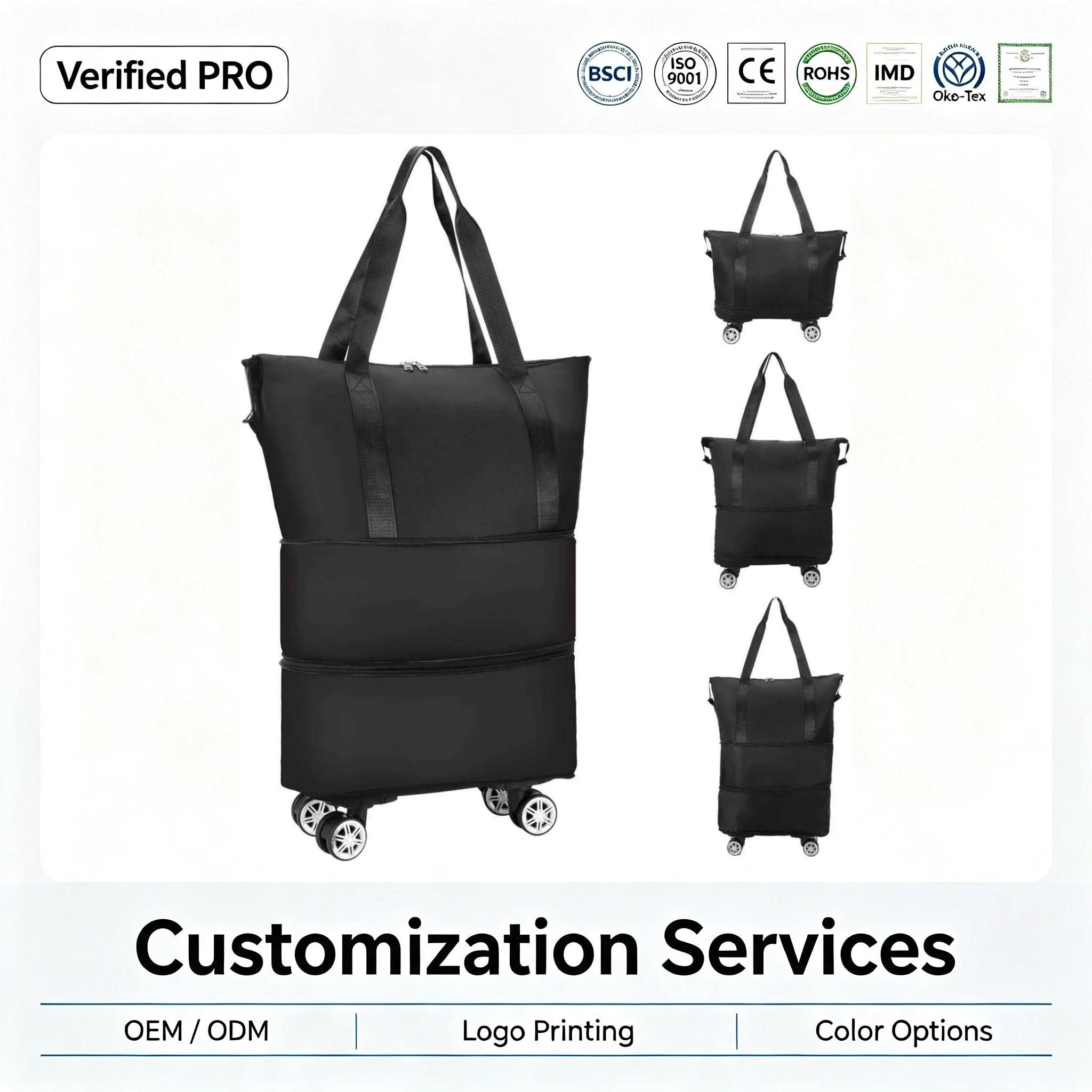 Custom Foldable Wheeled Travel Duffel Bag