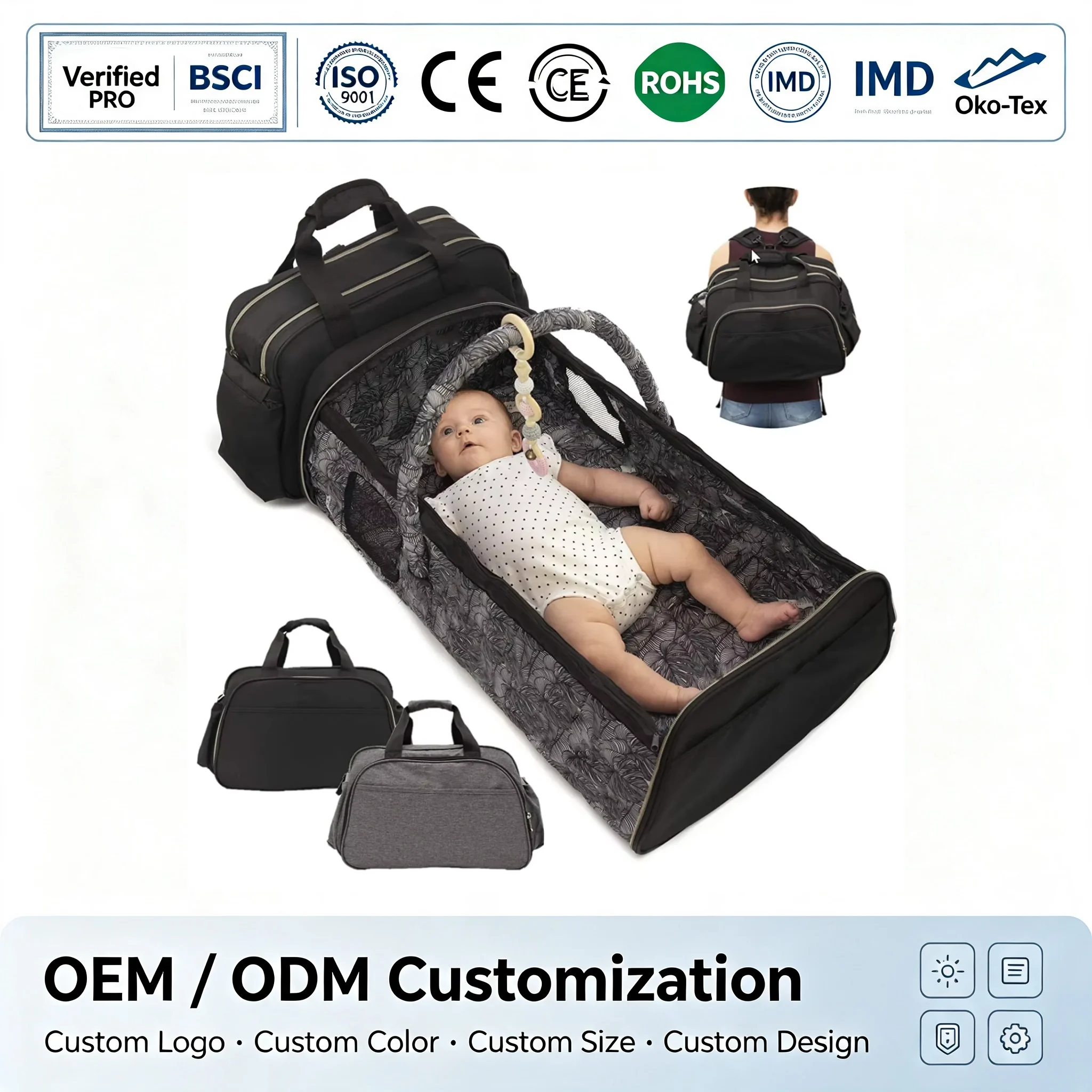 Sac à dos avec matelas à langer pliable
