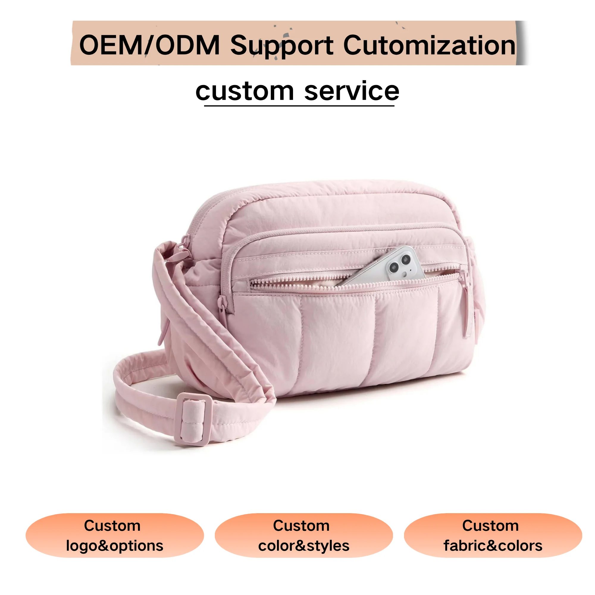 Custom compact women crossbody bag for private label bag manufacturing