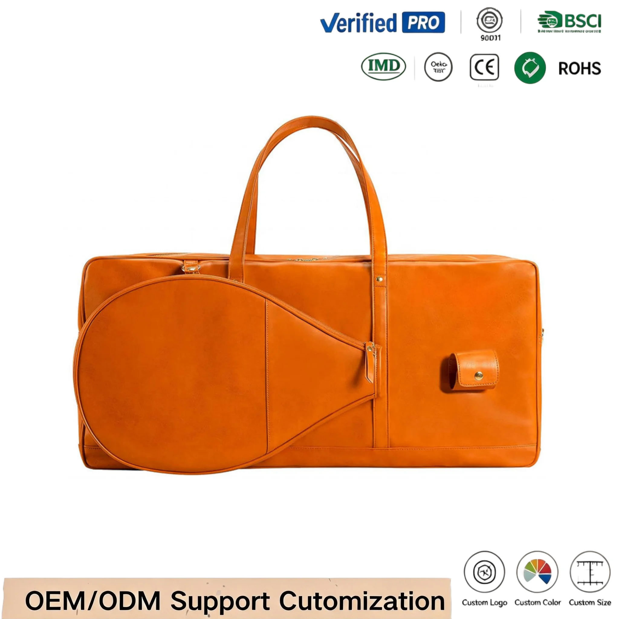 borsa tote pelle PU racchette personalizzata