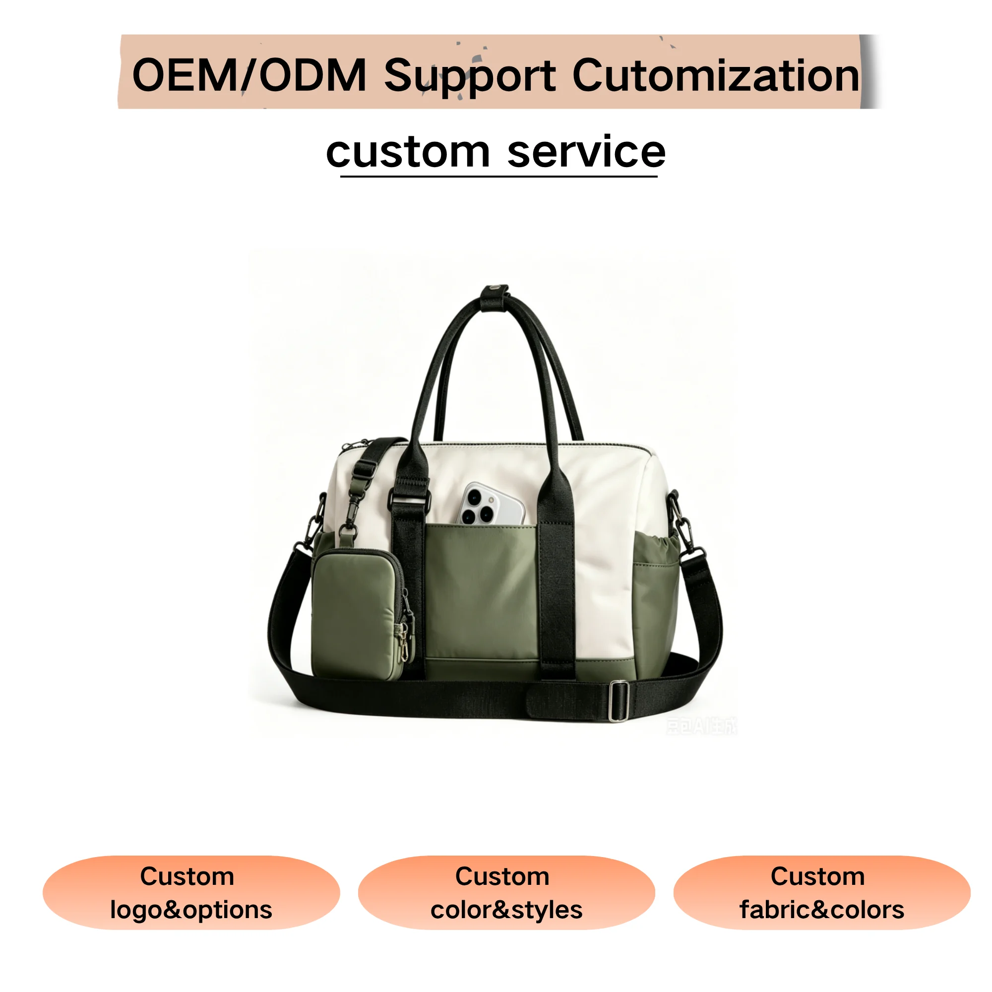 Custom women beach travel duffle bag for private label bag manufacturing