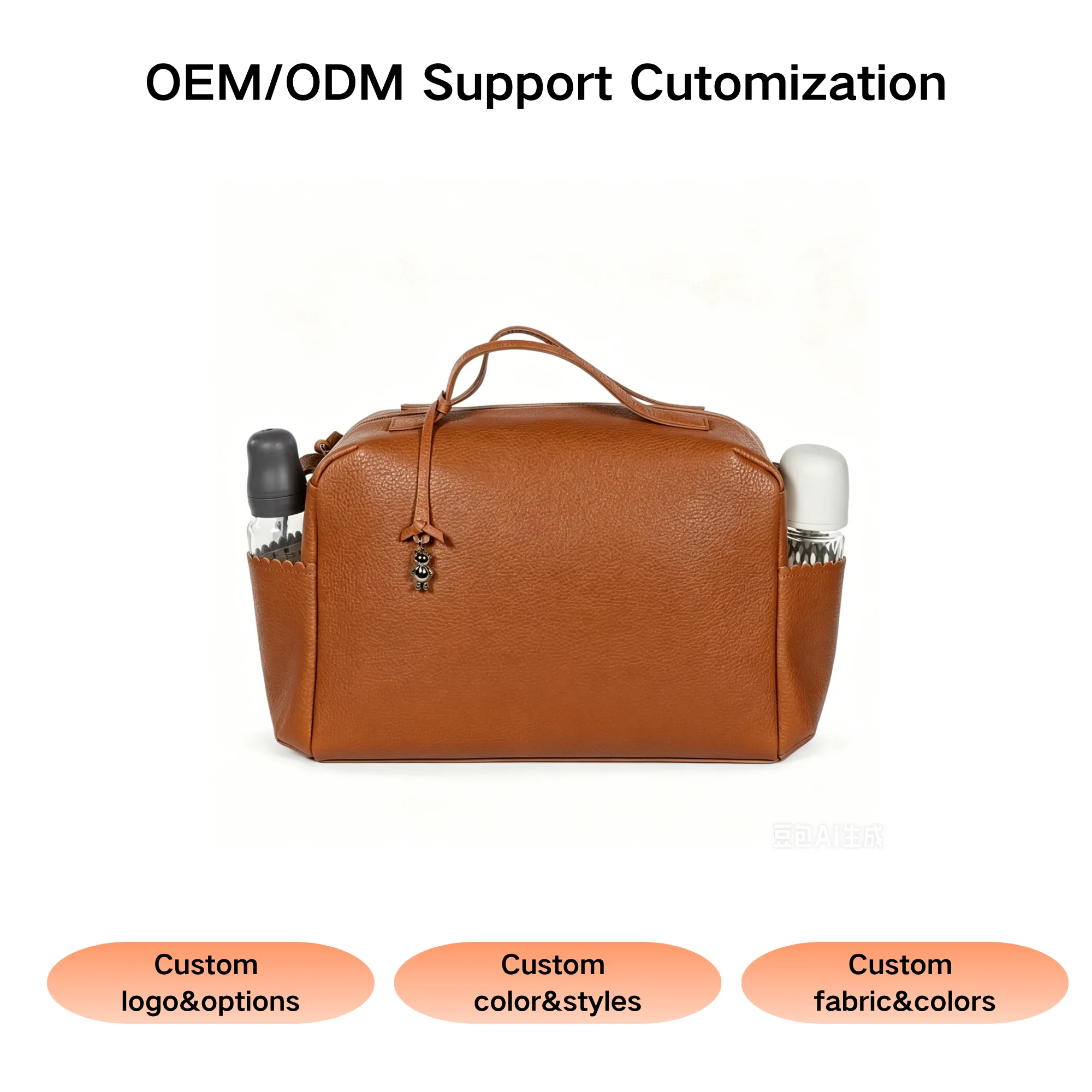 Custom pu mommy shoulder tote bag for private label bag manufacturing