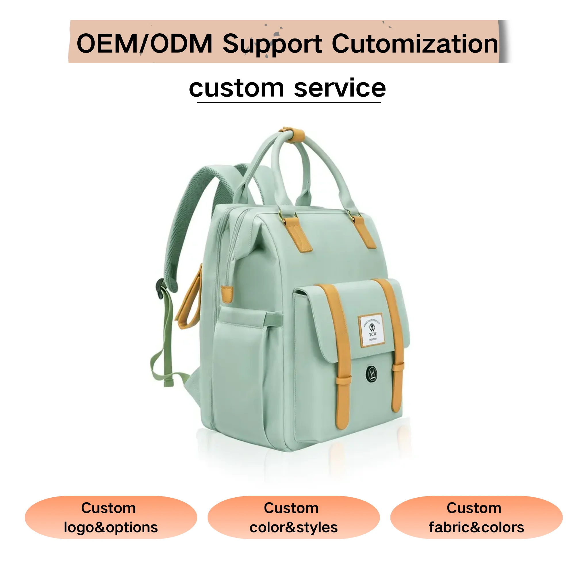 Custom multi pocket mommy backpack for private label bag manufacturing