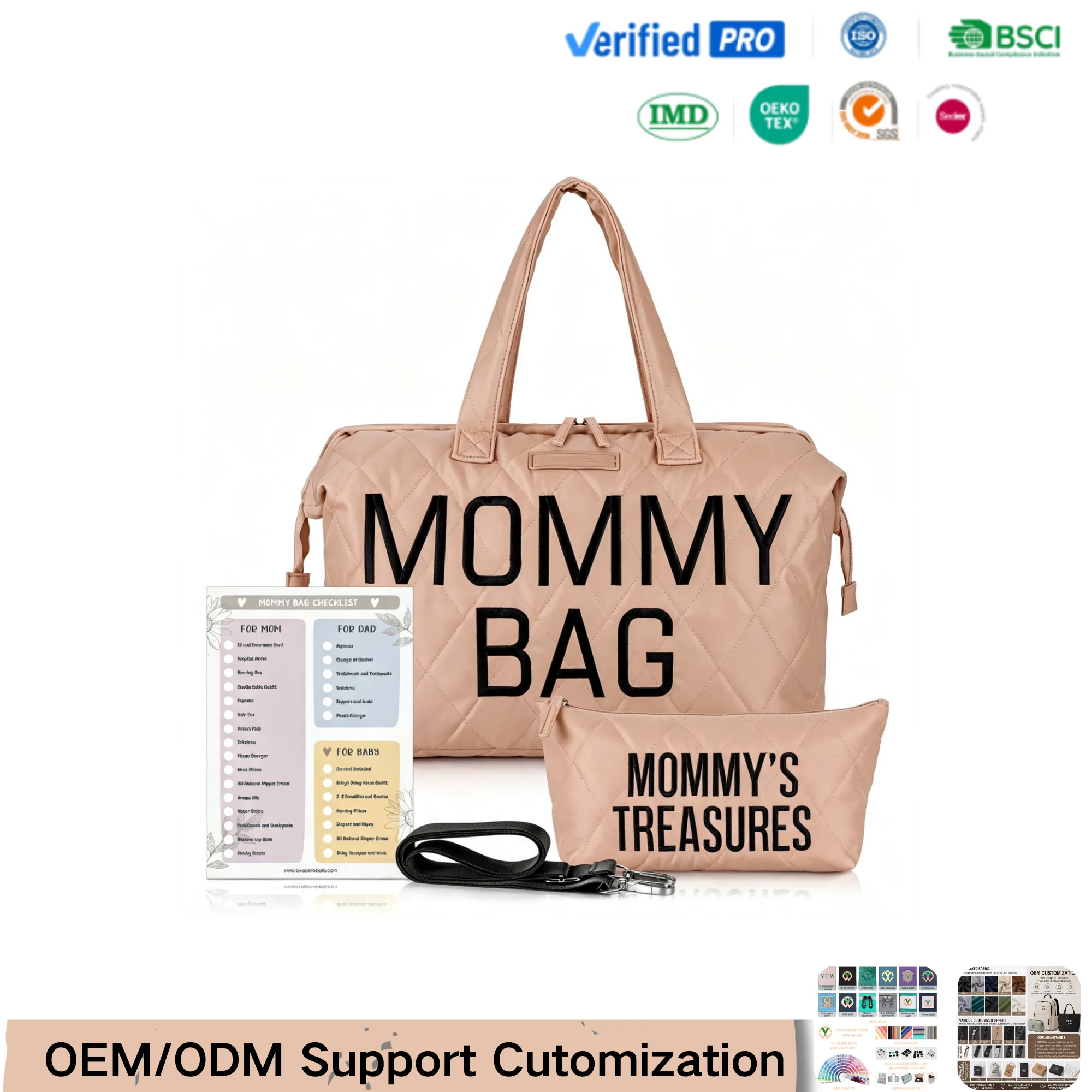 Custom bear design mommy shoulder bag for private label bag manufacturing