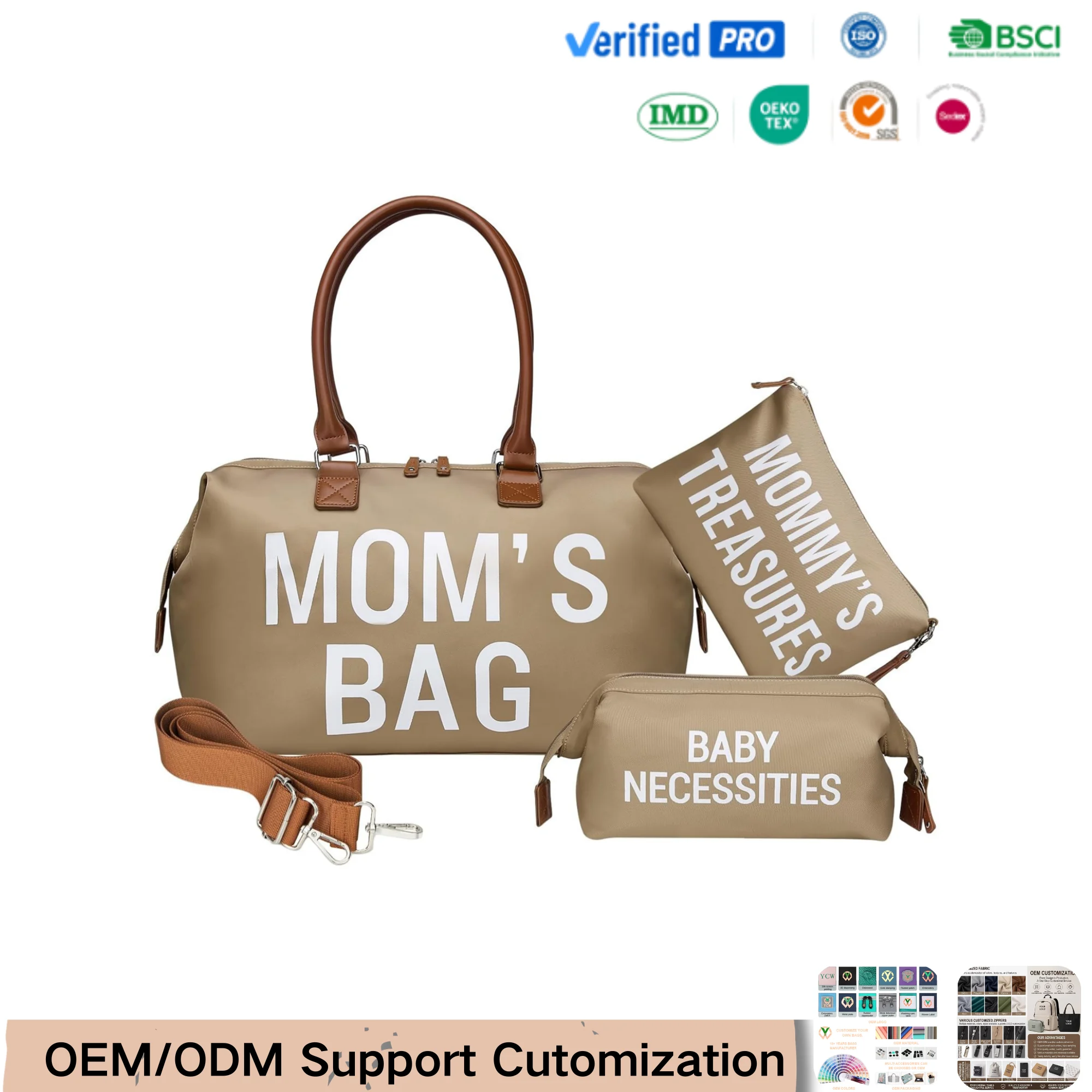 Custom mommy weekender duffle bag for private label bag manufacturing