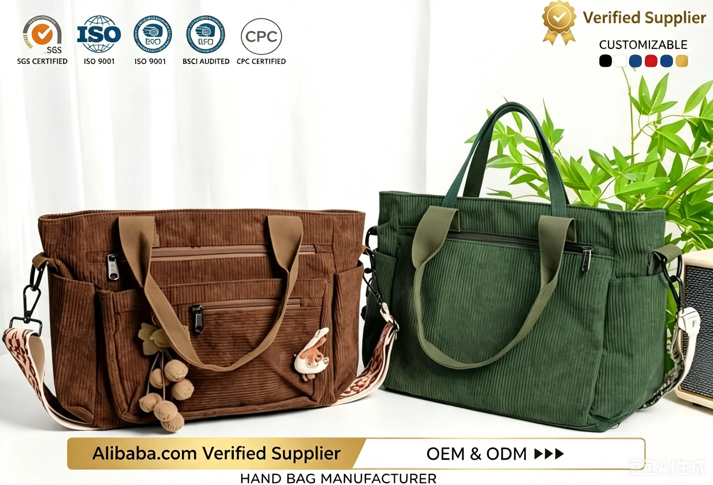 maatwerk ribfluweel totetas