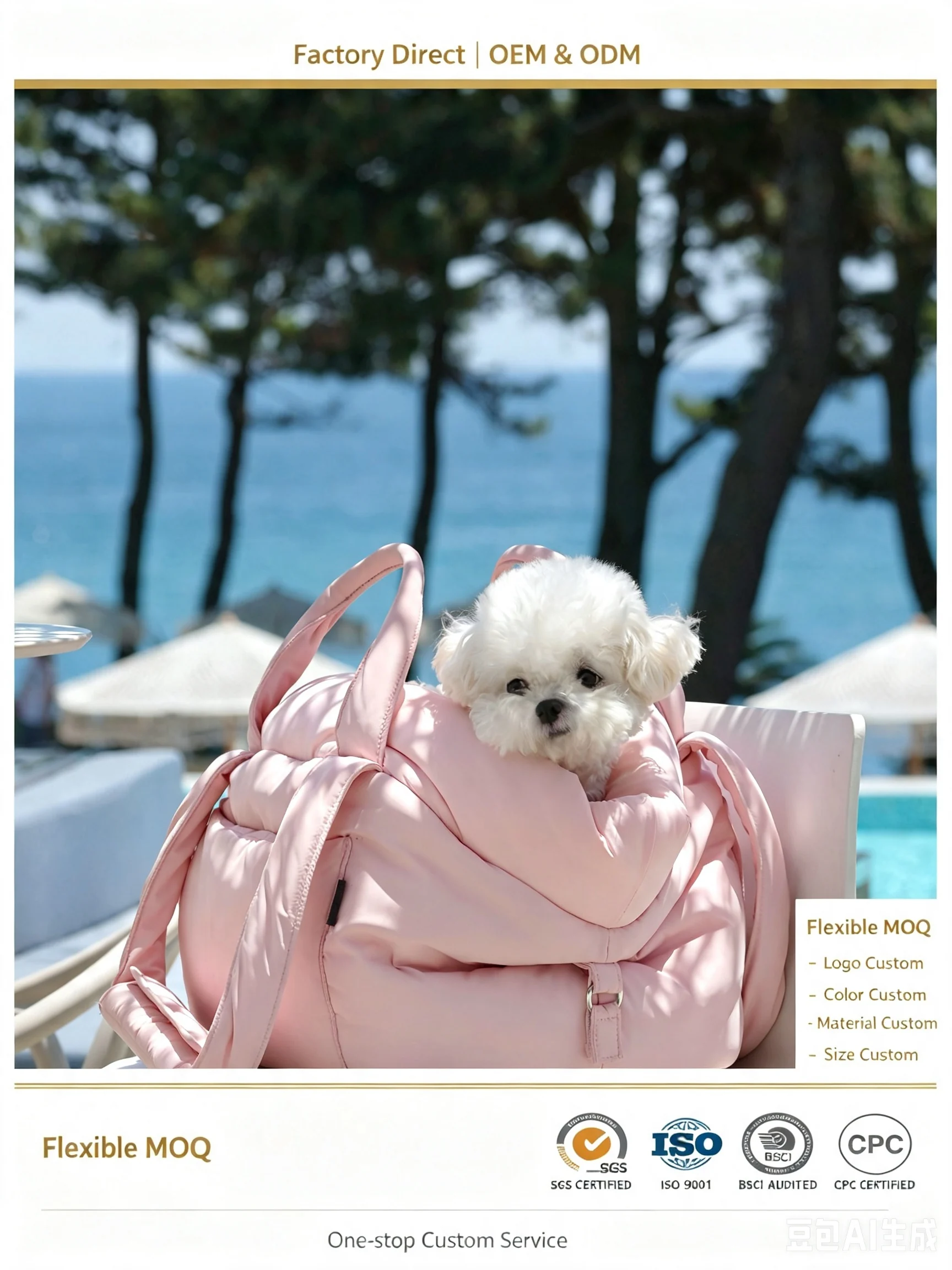 Custom Flower Design Pet Carrier Bag