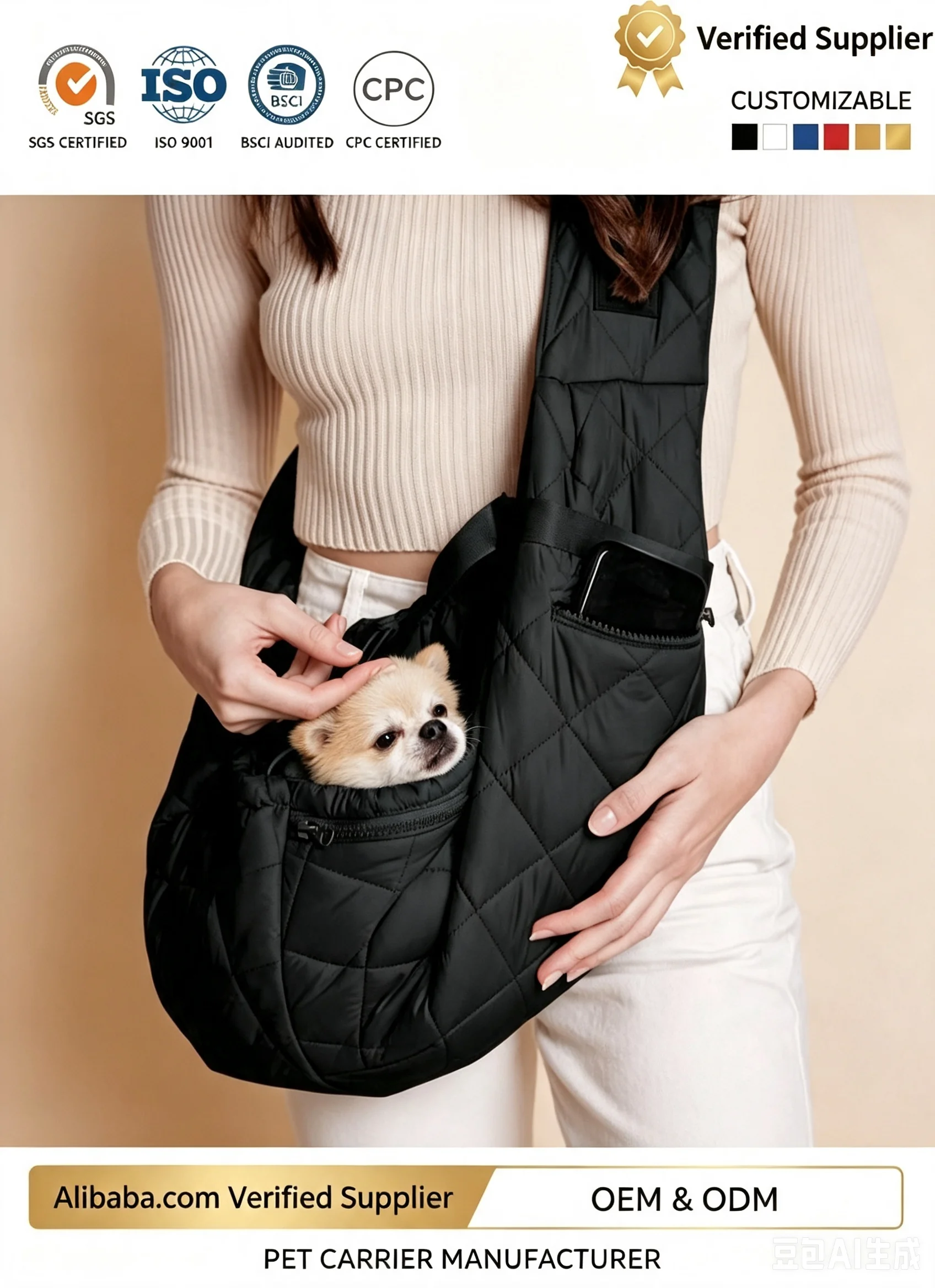 Custom Open Top Pet Travel Bag