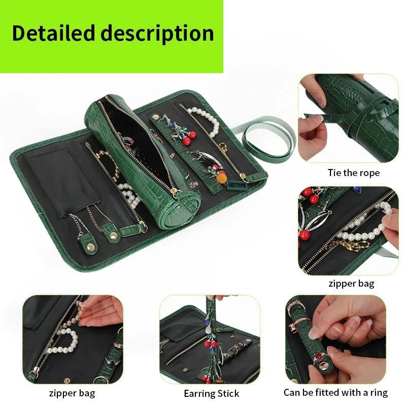 Custom roll up jewelry travel organizer for private label bag manufacturing