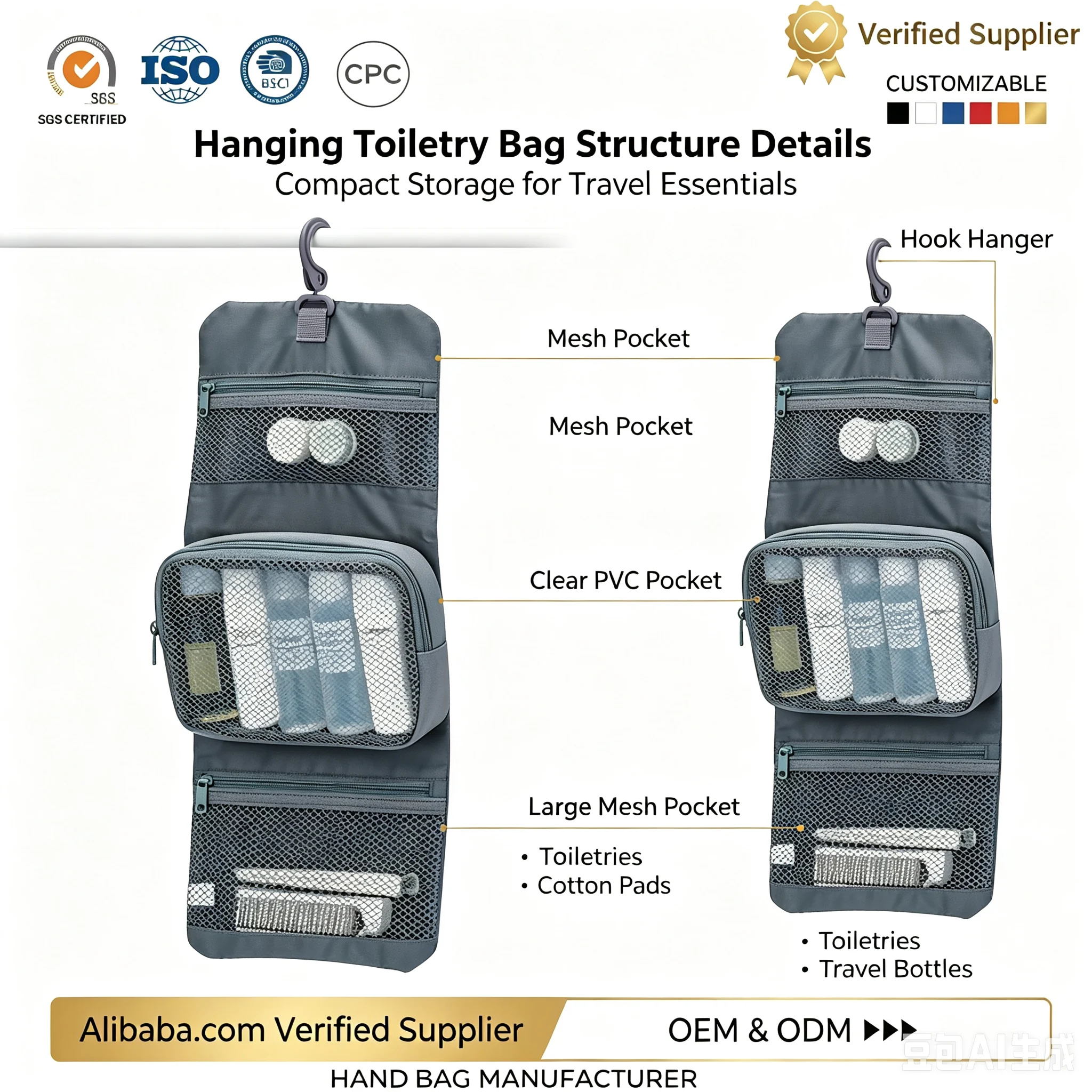 Custom Foldable Travel Makeup Bag