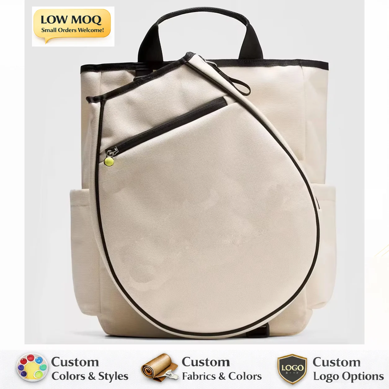 borsa tote canvas racchette personalizzata