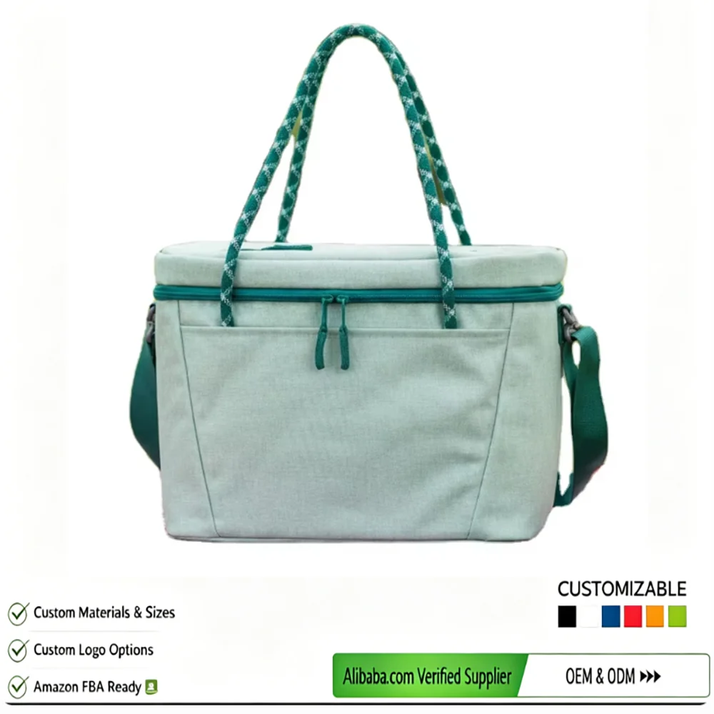 Custom 600D structured 15L structured Lunch Bag Zipper