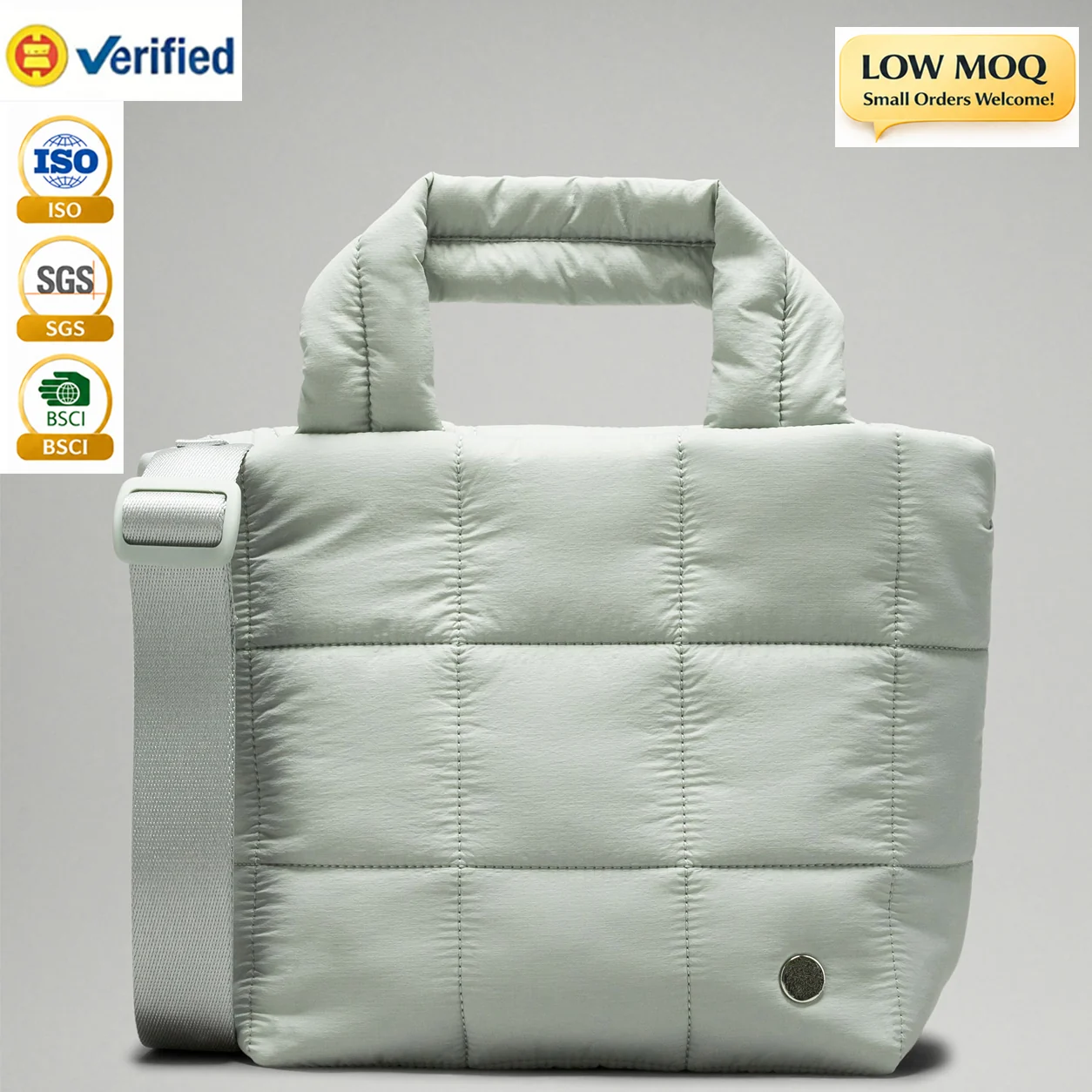 Custom Portable Women Ladies Handbag Quilted Grid Ultra-Light for private label bag manufacturing