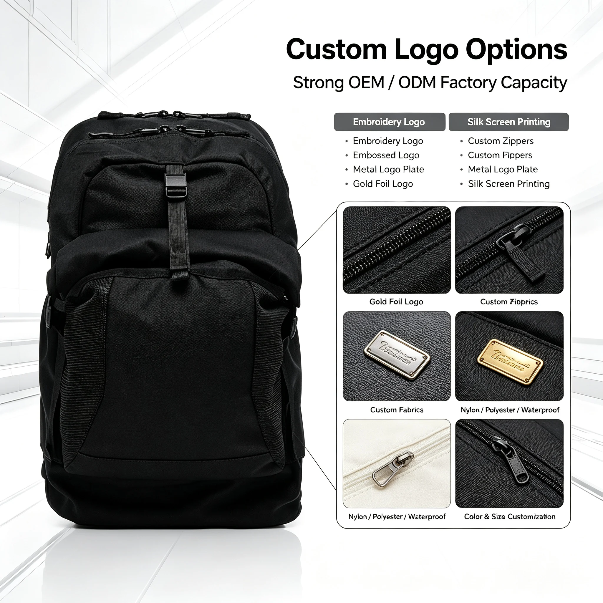 Custom Black Unisex Denim Laptop Backpack Casual Sport