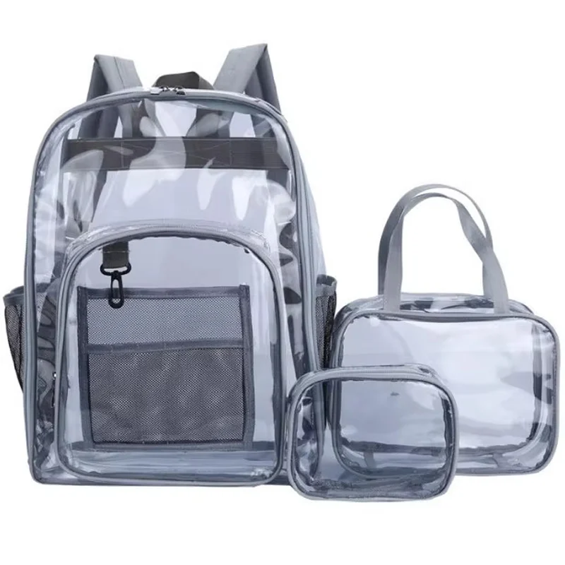 Custom Clear Backpack Heavy Duty PVC Transparent Large for private label bag manufacturing