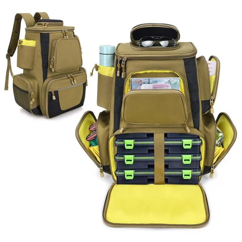Custom For Polyester Fly Fishing Tackle Backpack PVC