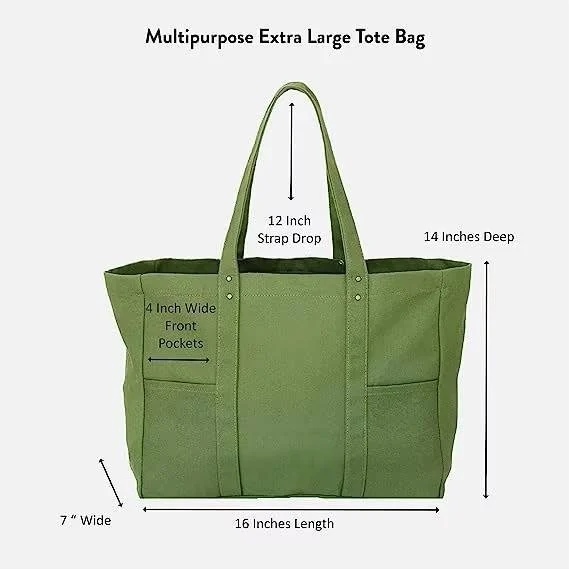 Custom Extra Large Solid Color Canvas Tote Bag for private label bag manufacturing
