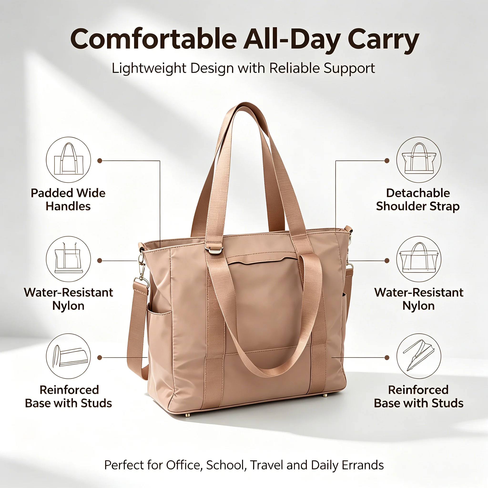 Custom Fashion Nylon Shoulder Tote Bag daily-use Multi